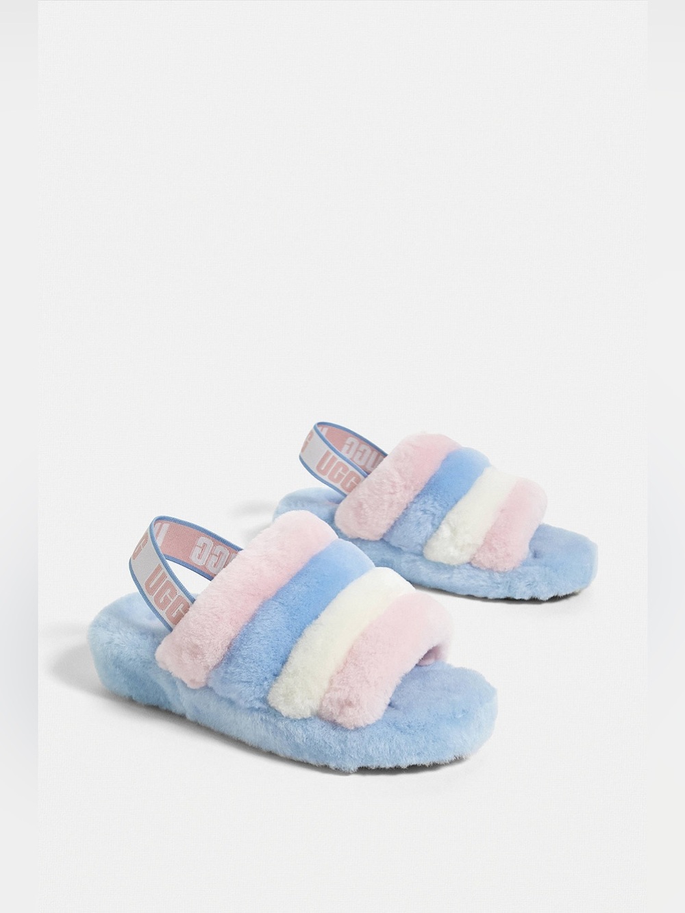 UGG fluff Stripe Slide Sandals